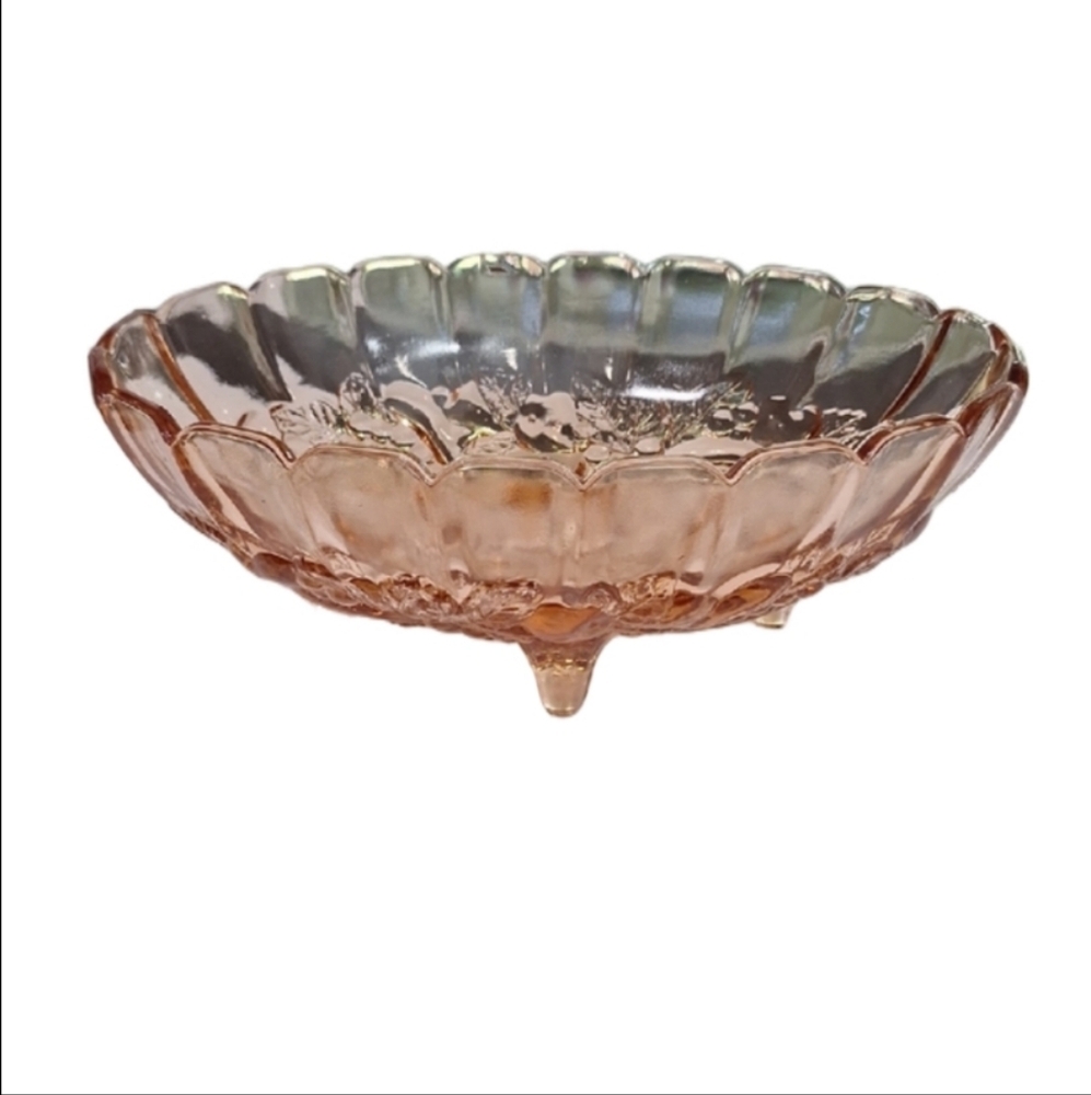 Pink Depression Glass Bowl Fruit Footed Oval